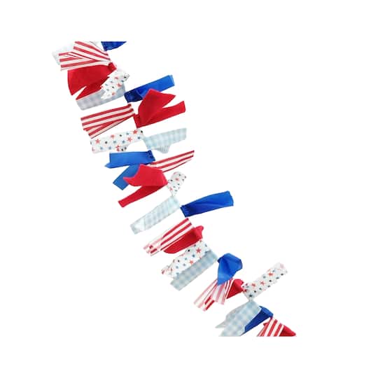 6ft. Red, White & Blue Fabric Mix Garland by Celebrate It™